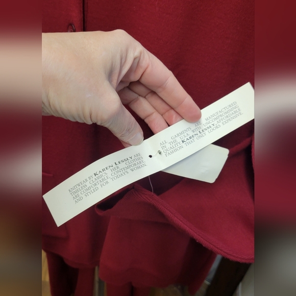 Karen Lessly Burgandy Cardigan Sweater & Pants Large - Picture 7 of 12